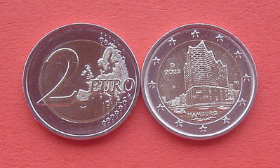 銀幣雙色花園-德國年漢堡音樂大廳樓-2歐元雙色紀念幣 F廠標