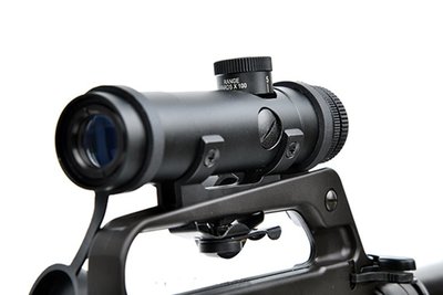 [01] 越戰版 手提把用 4倍 狙擊鏡 ( 內紅點紅外線外紅點定標器紅雷射倍鏡狙擊鏡瞄具射擊 AR M16 M4