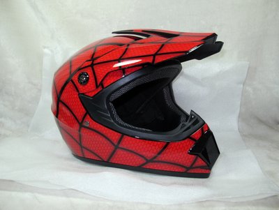 全新品 有紙箱 越野車安全帽 超酷蜘蛛人塗裝 亮紅色 切勿錯過！出清$999元 只有一頂
