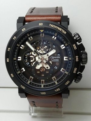 【金台鐘錶】Alexandre Christie 咖啡色 日期顯示 三眼計時錶 (6429 MCLIPBA)