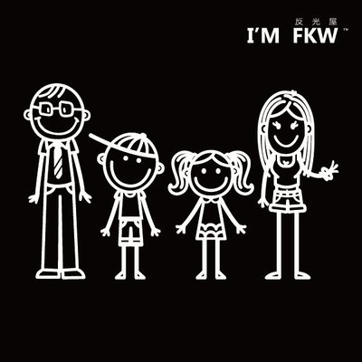family系列反光貼紙 我們這一家 爸爸媽媽哥哥姊姊弟弟妹 家庭 汽車/擋風玻璃/三角窗 反光屋FKW