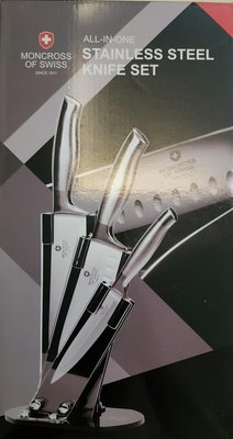 QbiQbi小舖-Moncross豪華時尚一體成形不鏽鋼刀具組-全新品－送禮自用超時尚
