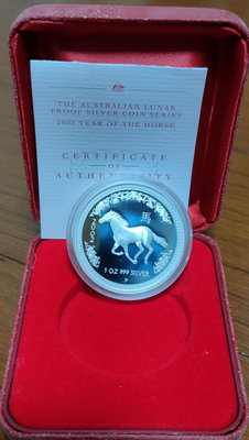 2002年澳洲馬年精鑄銀幣限量2500枚