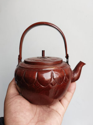 x日本回流銅器 茶道具南瓜型 瓜棱形 銅壺 水壺 急需壺  容