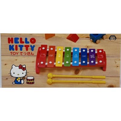 日本正版 日本景品 彩色鐵琴玩具 kitty 凱蒂貓 音磚 鐵琴玩具 樂器玩具 兒童玩具 23041800006