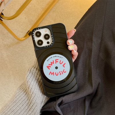 【MOMO生活館】casetify黑膠唱片適用iPhone14promax手機蘋果12/13黑色鏡面殼11