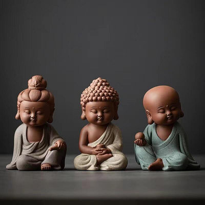 陶瓷婆娑三聖 地藏王釋迦牟尼如來佛像觀音禪意擺件 茶桌裝茶道~不含運費