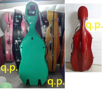 玻璃鋼烤漆大提琴盒子 玻璃纖維大提琴盒  大提琴盒1/2~ 3/4 ~4/4大提琴玻纖盒配有背帶、滑輪 方便外出演奏