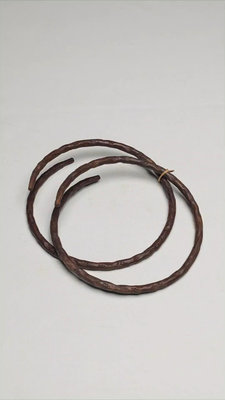日本 鐵釜環 茶釜 老鐵金工釜環一對 帶工 直徑12cm左右