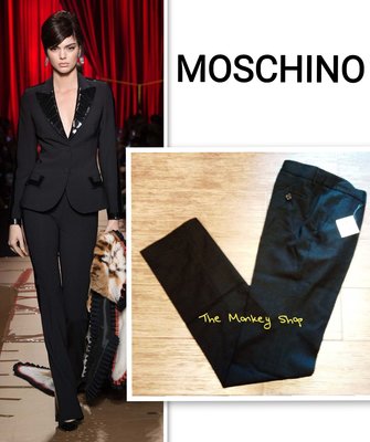 【 The Monkey Shop】義大利製 全新正品 Moschino 經典款黑色羊毛西裝褲