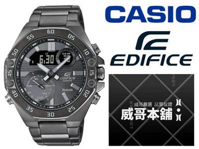 【威哥本舖】Casio台灣原廠公司貨 EDIFICE ECB-10DC-1B 八角藍芽連線雙顯錶 全灰 ECB-10DC