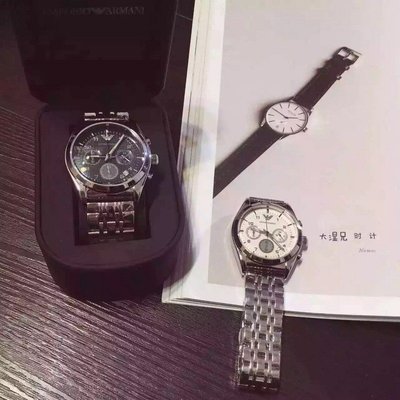 ARMANI亞曼尼手錶 三眼經典時尚計時碼錶 防水大錶盤鋼帶時尚男錶石英錶 AR5869 亞曼尼手錶