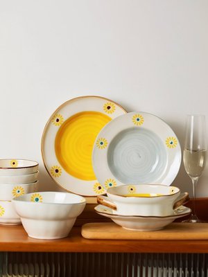 肆月北歐碗碟套裝餐具禮盒喬遷新居禮品家用簡約現代陶瓷碗筷碗盤