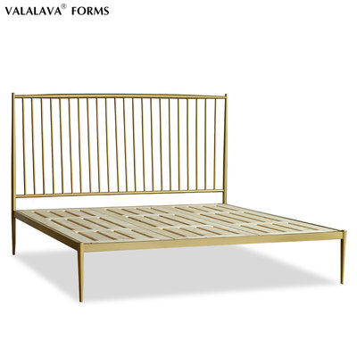 促銷打折 VALALAVA ins網紅輕奢北歐中古創意家居1.8m金色雙人鐵床金屬床