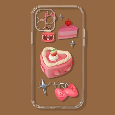 愛心銀星蛋糕適用iPhone14promax殼蘋果13華為12mini簡約/11/vivo可愛7plus/8p藝術x