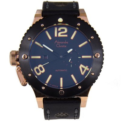 【金台鐘錶】Alexandre Christie 大錶徑機械錶 左錶冠 超強夜光 (6338MALBRBA)