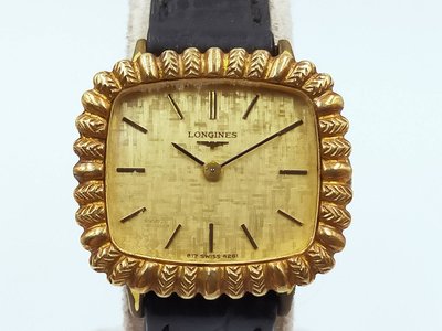 【發條盒子H8174】LONGINES 浪琴 方型鍍金金面手上鍊 經典女錶款 42611817