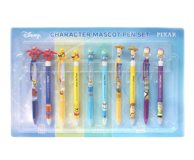 迪士尼公仔筆 一套10支 中性筆+三色筆 聖誕禮物 新年禮物