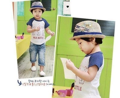 韓國兒童太陽帽子 超讚遮陽寶寶爵士帽 紳士帽小禮帽麻料帽男生女生可