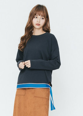 韓國品牌 H:CONNECT 撞色綁帶上衣 圓領衫 罩衫 大學T 長袖T恤～原價1280元