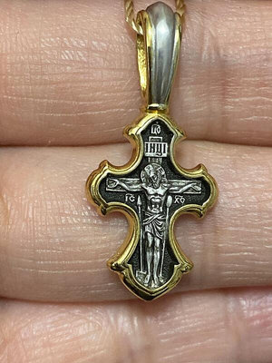 眾信優品 愛沙尼亞宗教十字架項鏈吊墜925純銀Au999鎏金保真尺寸29×13 YS2071