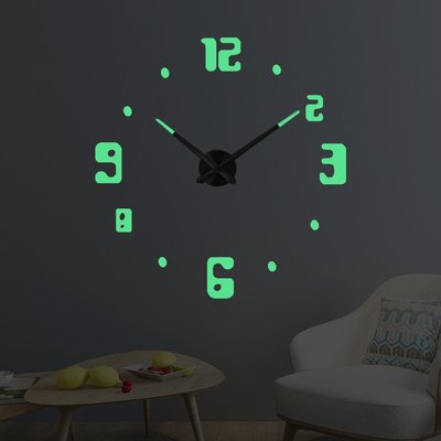壁鐘簡約石英掛鐘3D大號數字時鐘DIY亞克力鏡子墻貼客廳臥室裝飾掛鐘