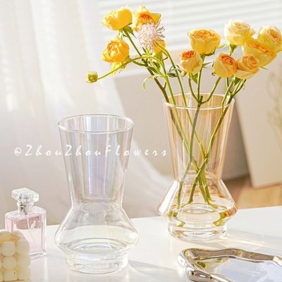 漫友擺件 ins風高顏值小花瓶高級感玻璃花瓶批發插花瓶水培桌面裝飾品擺件