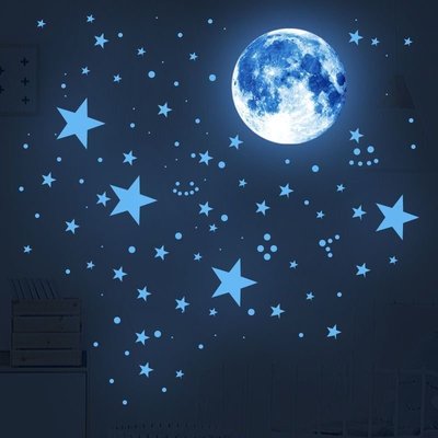 特賣-夜光星星月球貼藍光綠光兒童房裝飾學生宿舍寢室熒光裝飾貼紙自粘