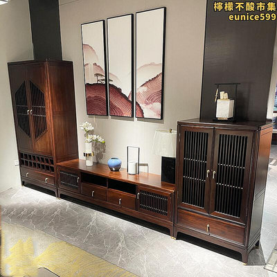 簡約禪意輕奢新中式實木電視櫃家用客廳收納櫃矮櫃中國風傢俱