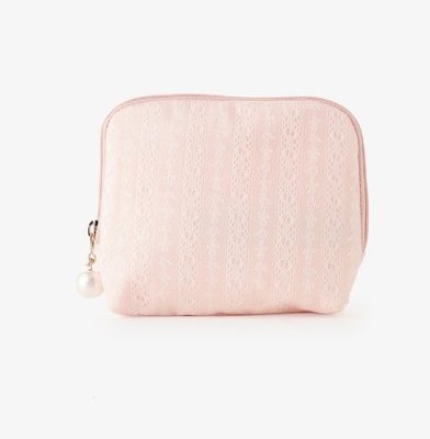 日本 afternoon tea 粉紅蕾絲花紋 兩用化妝包/面紙包/收納包/交換禮物