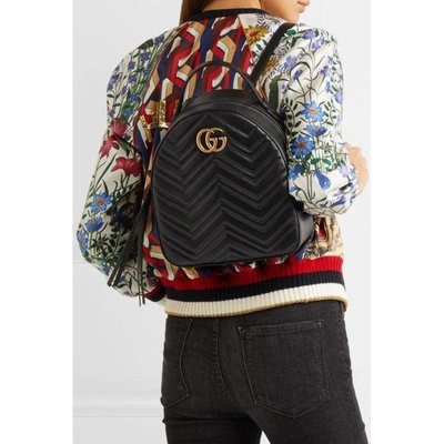 Gucci 476671 GG Marmont quilted leather backpack 後背包 黑