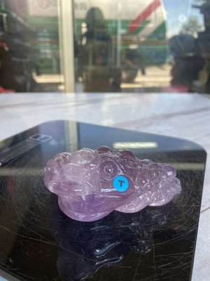 CKLO紫水晶雕蟾蜍藍T