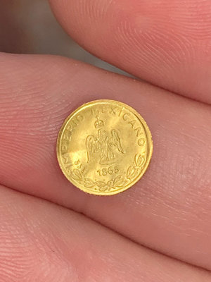 墨西哥 1865年1/4比索 馬西米連諾一世 微型金幣 原光91158