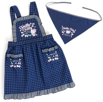 三麗鷗 SANRIO 附三角頭巾 HELLO KITTY 凱蒂貓 兒童用可愛圍裙 尺寸120CM
