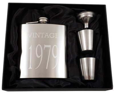 15056c  歐洲進口 好品質 不鏽鋼 西元1979年 生日禮物時尚水壺酒瓶酒杯威士忌啤酒瓶酒杯烈白酒酒壺禮品