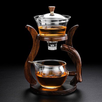 現貨熱銷-茶具全自動玻璃功夫茶具茶杯套裝透明泡茶器簡約耐熱懶人茶壺家用創意免運