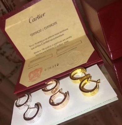 全新 Cartier 圈式耳環 / 金色，銀色，玫瑰金色