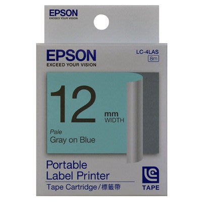 [哈GAME族]現貨 愛普生 EPSON LC-4LAS 藍底灰字 12mm 標籤機 色帶 標籤帶 LW-400/500/700/900適用