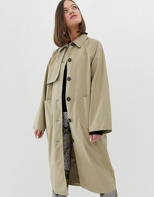 【ASOS】Monki coat with oversized pockets in beige/風衣