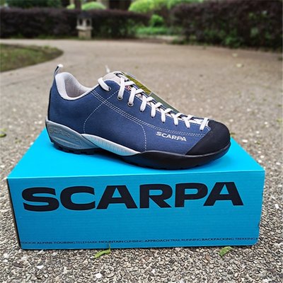 SCARPA戶外鞋男 2023新款mojito時尚運動低幫男鞋輕便透氣休閒鞋 徒步鞋 藍色39-44