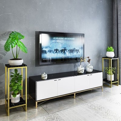 【熱賣精選】電視柜兩邊的擺件北歐鐵藝花架金色簡約現代客廳室內花盆綠蘿落地