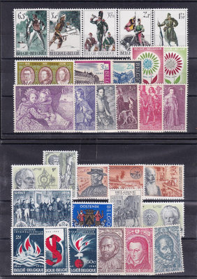 比利時郵票1964年票，全部成套，帶兩張黑卡 郵票  明信片 紀念票【錢幣收藏】6624