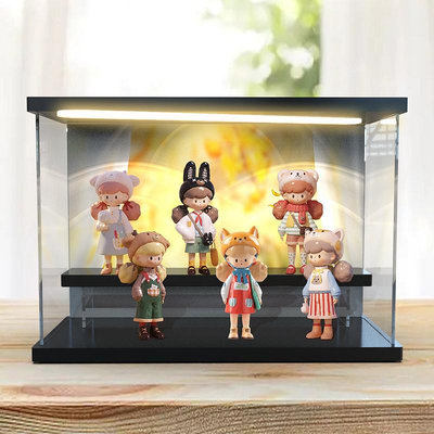 MOLINTA3代爆米花妹妹動物派對系列盲盒場景展示盒手辦玩具防塵罩