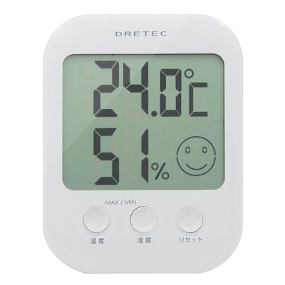 【現貨】日本DRETEC 笑臉溫度計(白) O-230WT 微笑表情 溫濕度計 濕度顯示