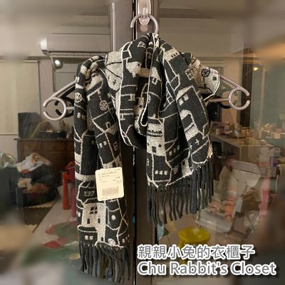Chu Rabbit’s Closet 日本進口 房子圖案 黑白簡約 秋冬保暖 披肩/圍巾/脖圍 日本製