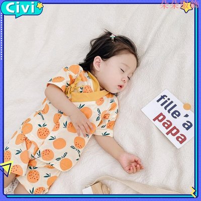 Civikids❤童裝夏季韓版寶寶套裝水果嬰兒衣服ins風 和服睡衣短袖居家浴袍 #CV-2061