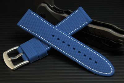 18mm silicone 網紋賽車疾速風格深藍色矽膠錶帶,不鏽鋼製錶扣,白色縫線,雙錶圈,diesel oris
