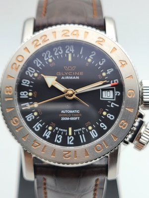 冠星錶GL0231全新絕版逸品GMT兩地時間機械錶
