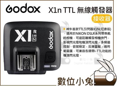 數位小兔【Godox 神牛 X1N TTL 接收器】無線 閃燈 X1 Nikon 高速同步 公司貨 X1RX-N 引閃器