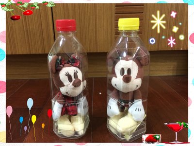 日本限量午後紅茶 迪士尼米奇、米妮瓶中玩偶吊飾（一組二個）